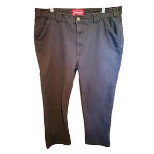 Coleman Mens Black Canvas Fleece Lined Utility Work Pants 38x32 Straight Leg‎